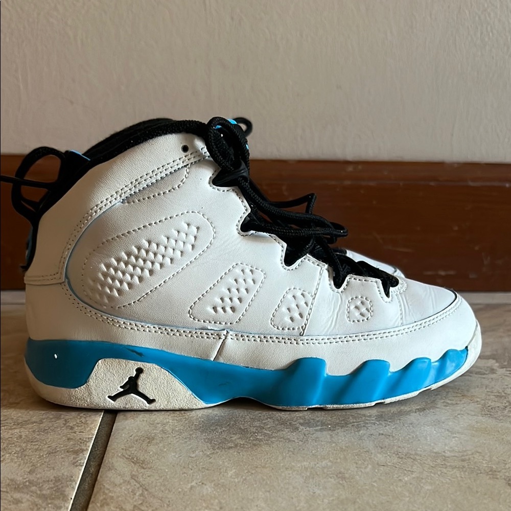 Air JORDAN Kids White, Blue and Black Hightop Sneakers